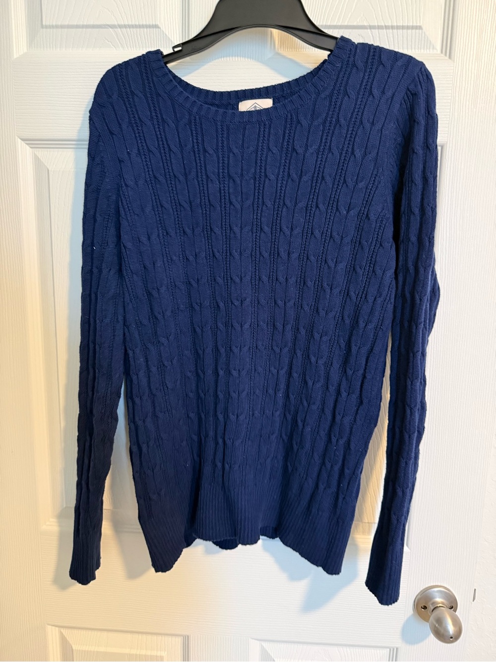 St. John's Bay Cable Knit Crewneck Sweater - Navy Blue